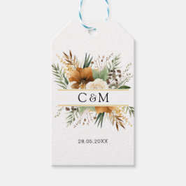 Monogramm, Boho, elegante Blume Geschenkanhänger