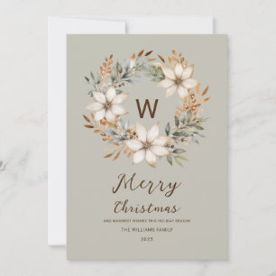 Monogramm Boho Natur Winterkranz Weihnachten