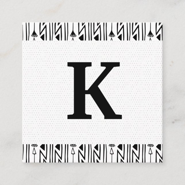 Monogramm | Boho Pattern Quadratische Visitenkarte (Vorderseite)