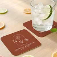 Monogramm Boho Terrakotta Gebranntes Orange Hochze