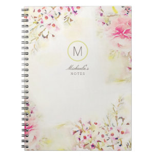 Monogramm Boho Vintage Wasserfarben Notizbuch Notizblock