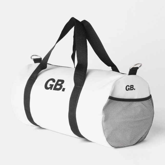 Monogramm Bold Modern Minimal Weiß Duffle Bag (Rechte Ecke)