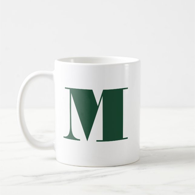 Monogramm Bold Moderne Minimalistische Grün Weiße  Kaffeetasse (Links)