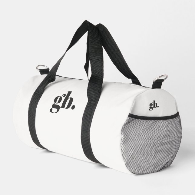 Monogramm Bold Vintage Elegant Weiß Duffle Bag (Rechte Ecke)