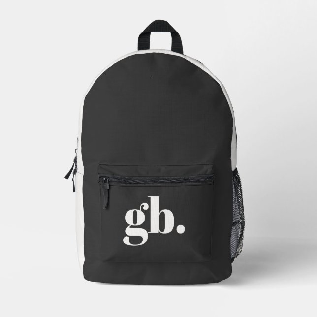 Monogramm Bold Vintage Schwarz Bedruckter Rucksack (Vorderseite)