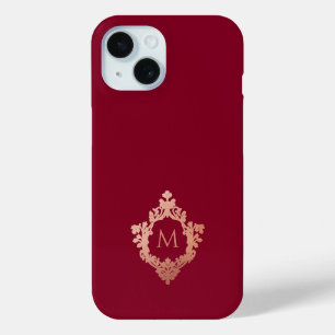 Monogramm Bordeaux-Rosa-Wappen Vintage Elegant  Case-Mate iPhone Hülle