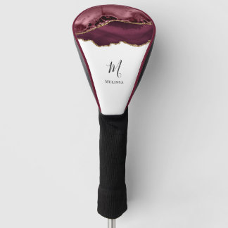 Monogramm-Bordeaux- und Goldgolfkopfabdeckung Golf Headcover