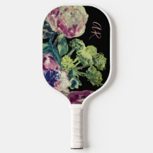 Monogramm Botanische Aquarellblumen Schwarz Rosa