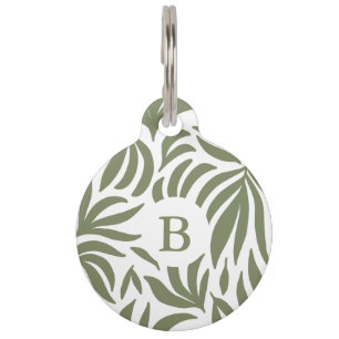 Monogramm Botanischer Druck mit Kontaktinformation Haustiermarke