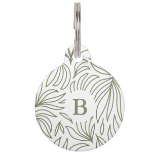 Monogramm Botanischer Druck mit Kontaktinformation Haustiermarke