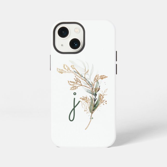 Monogramm Botanisches Eukalyptus Modern Premium iPhone Hülle (Rückseite)