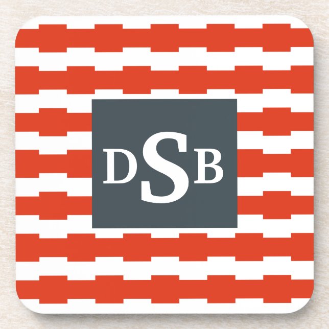 Monogramm Boxstripe Muster Untersetzer (Vorderseite)