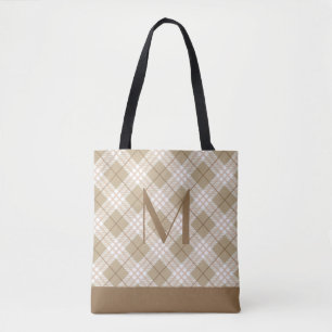 Monogramm Braun Beige Karo Büffel Plaid