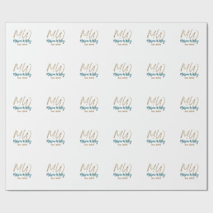 Monogramm braun blau türkis Gründungsjahr einfach  Geschenkpapier