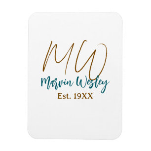 Monogramm braun blau türkis Gründungsjahr minimal  Magnet