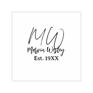 Monogramm braun blau türkis Gründungsjahr minimal Permastempel