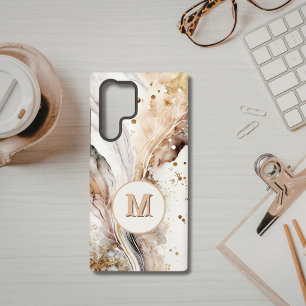 Monogramm Braun Gold Marmor Luxus Abstractes Desig Samsung Galaxy Hülle