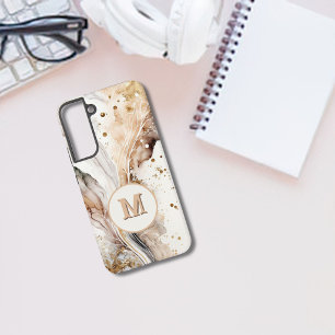 Monogramm Braun Gold Marmor Luxus Abstractes Desig Samsung Galaxy Hülle