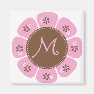 Monogramm braun-rosa magnet