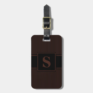 Monogramm Braun Schwarz Pinstripe Gepäckanhänger