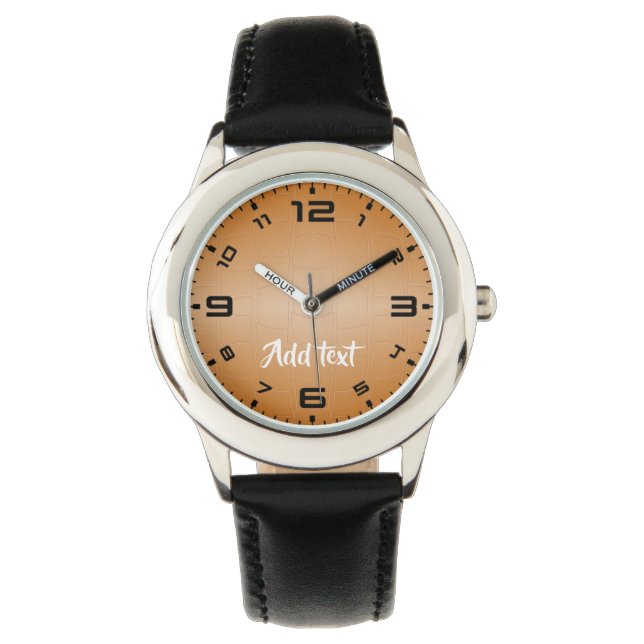 Monogramm braunes Leder texturiert Armbanduhr (Vorderseite)