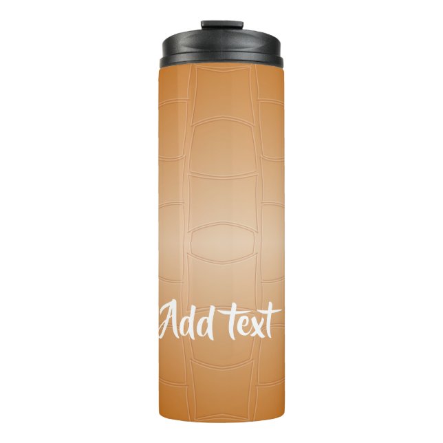 Monogramm braunes Leder texturiert Thermosbecher (Vorderseite)