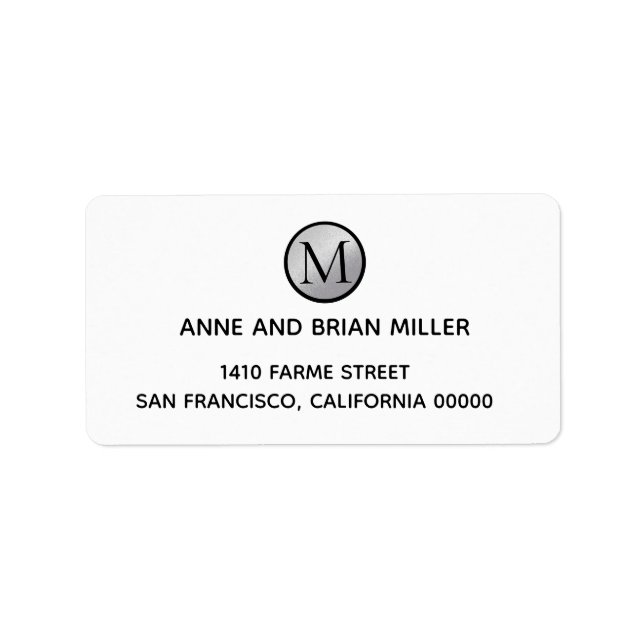 Monogramm Braut & Bräutigam Weiß Adressaufkleber (Vorne)