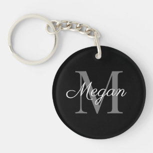 Monogramm-Brautjungfergeschenk mit Namen Schwarz Schlüsselanhänger