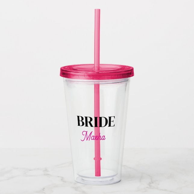 Monogramm Brautname Einfacher personalisierter Bec Acryltrinkbecher (Vorderseite)