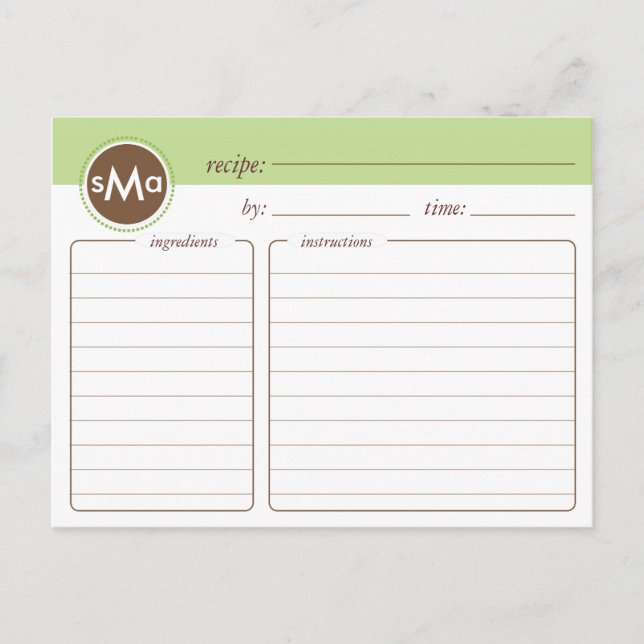 Monogramm-Brautparty-Rezeptkarte Postkarte (Vorderseite)