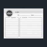 Monogramm-Brautparty-Rezeptkarte Postkarte<br><div class="desc">Beginnen Sie die Braut mit einer Sammlung von Rezepten von allen ihren Duschgästen. Fügen Sie diese Rezept-Karte in der Brautdusche-Einladung ein.</div>