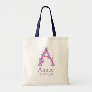 Monogramm Brief A Orchideen Aquarell Aimee Custom Tragetasche