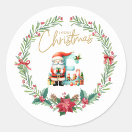 Monogramm Brief E, Weihnachtslied mit dem Weihnach Runder Aufkleber