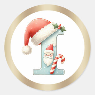 Monogramm Brief I, Weihnachtsmannmütze Weihnachtsa Runder Aufkleber
