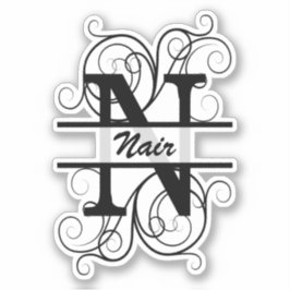 Monogramm-Brief mit Wirbel; Platz für Ihren Namen Aufkleber