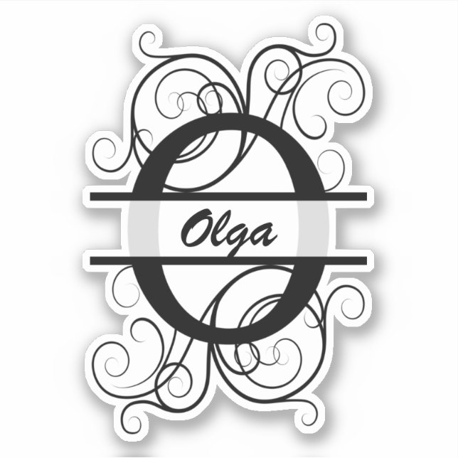 Monogramm-Brief mit Wirbel; Platz für Ihren Namen Aufkleber (Vorderseite)