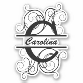 Monogramm-Brief mit Wirbel; Platz für Ihren Namen Aufkleber