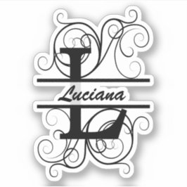 Monogramm-Brief mit Wirbel; Platz für Ihren Namen Aufkleber