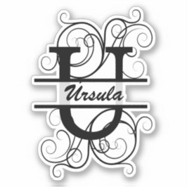 Monogramm-Brief mit Wirbel; Platz für Ihren Namen Aufkleber