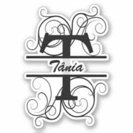 Monogramm-Brief mit Wirbel; Platz für Ihren Namen Aufkleber