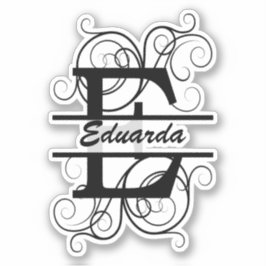 Monogramm-Brief mit Wirbel; Platz für Ihren Namen Aufkleber