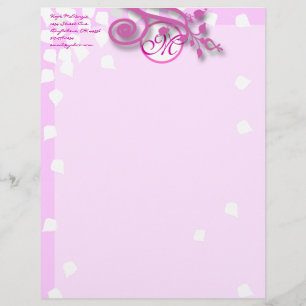 Monogramm-Briefkopf Lavendel, Rosa und Himbeere Briefbogen