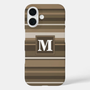 Monogramm Brown Streifen iPhone 16 Hülle
