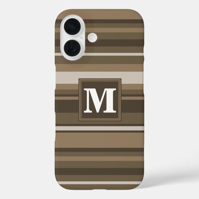 Monogramm Brown Streifen Case-Mate iPhone Hülle (Rückseite)