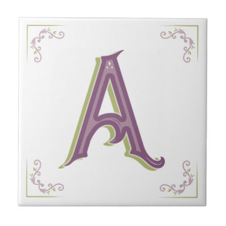 Monogramm Buchstabe A, eleganter Vintage-Stil Fliese