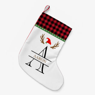 Monogramm Buchstabe A Rot Schwarz Tartan Weihnacht Kleiner Weihnachtsstrumpf