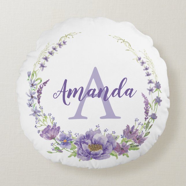 Monogramm - Buchstabe A, Zoll Rundes Kissen (Vorderseite)