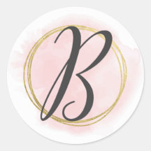 Monogramm Buchstabe B Rosé Wasserfarbe Gold Chic