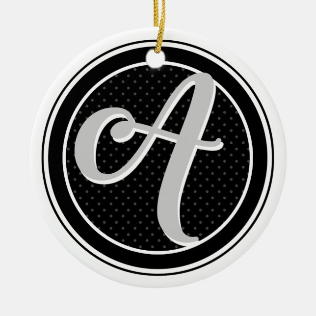 Monogramm-Buchstabe ein Initialen-Tupfen-Emblem Keramik Ornament (Vorne)