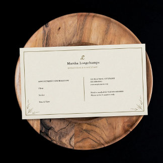 Monogramm Buchstabe - Elegante Terminkarte Visitenkarte